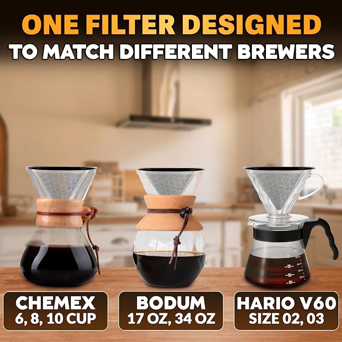 Stainless Steel Pour Over Coffee Filter Compatible - Image 5