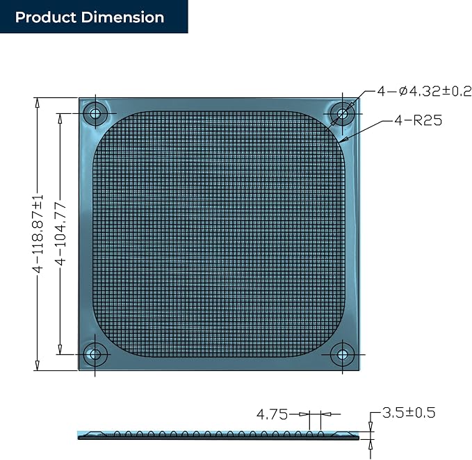 120mm Aluminum Fan Filter Grill Black - Image 2