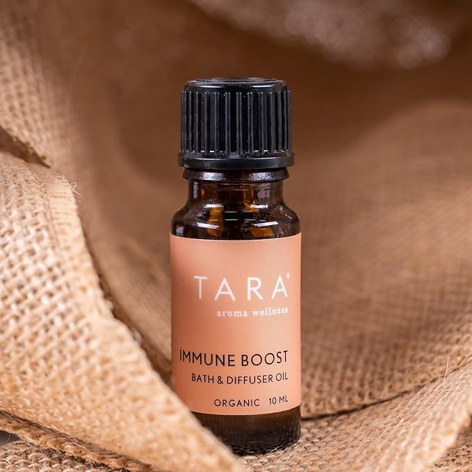 TARA Spa Therapy Immune Boost Bath & Diffuser Oil – 100% Organic, Unadulterated Essential Oils, Aromatherapy Blend for Immune Support & Vitality, Eucalyptus, Tea Tree & Lemon, 10ml