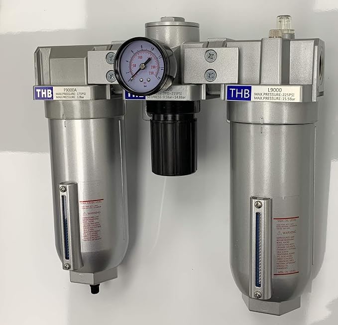 HEAVY DUTY INDUSTRIAL RATED 3 STAGE COMBINATION FILTER REGULATOR LUBRICATOR AIR by THB