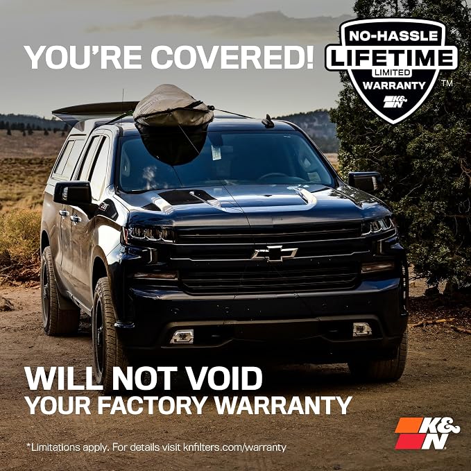 K&N Cold Air Intake System: Dry-Flow Air Filter, Increase Performance & Towing: - Image 9
