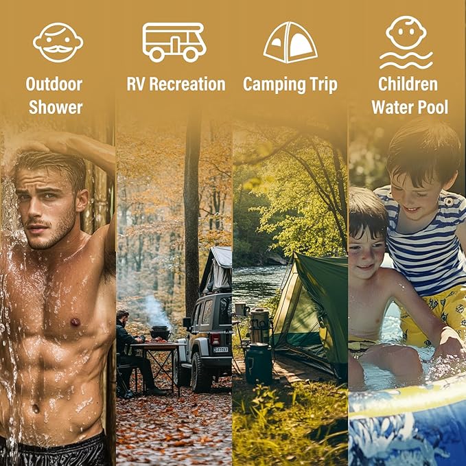 Tankless Water Heater 8L, 2.11GPM Portable Propane Camping Water Heater with Digital Display Handle Overheating Protection, 54,500 BTU Instant Gas Hot Water Warmer for Outdoors RV Shower Cabin
