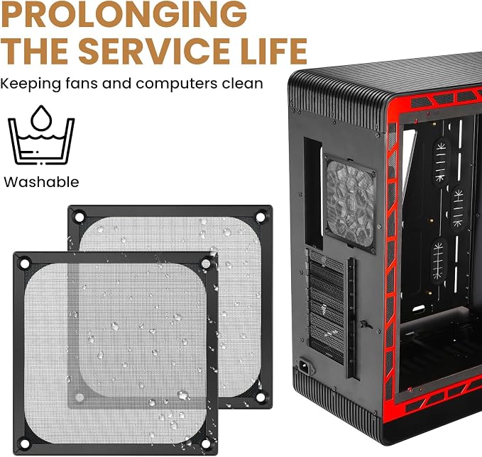 4 Pcs Computer Fan Filter Grills, 120mm Aluminum Frame Stainless Steel Mesh - Image 6