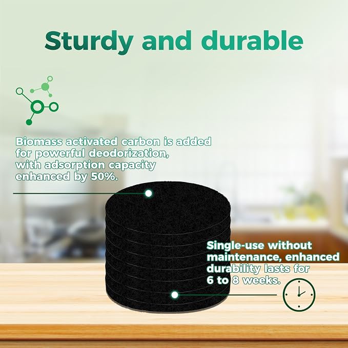 7 Pack 6.7 Inch Round Fiber Cotton Activated Charcoal Compost Filters - Image 6