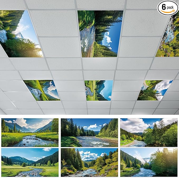 6 Pcs Landscape Scenery Fluorescent Light Covers by Wiooffen