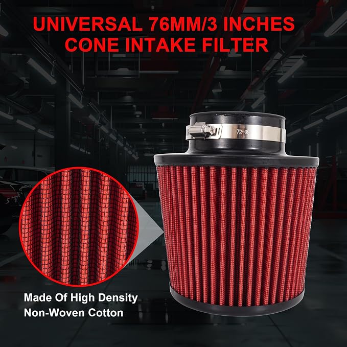 Cold Air Intake Filter High Performance Washable Filter Clamp-On Replacement - Image 6
