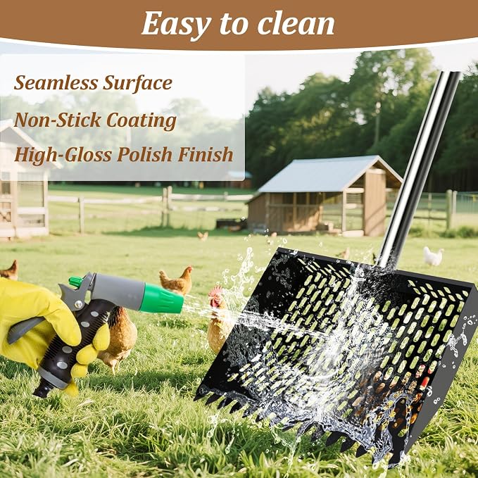 12-Inch Heavy Duty Chicken Poop Scooper & Rake 2-in-1 - Image 6