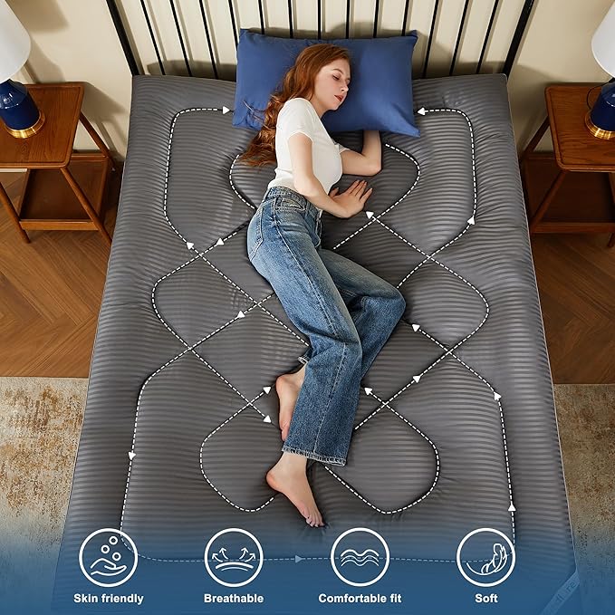 BEDLORE Full Mattress Topper, Thick Pillow Top Pad for Back Pain Relief, Cooling Soft Mattress Cover with Deep Pockets 6-15 inch