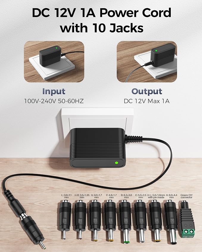 12V Power Supply AC Adapter 12 Volt Charger Universal Power Adapter - Image 3