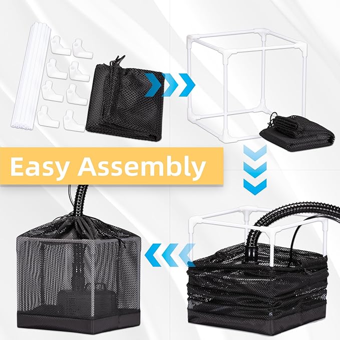 Fineday Pond Filter, Anti-Clogging Cube Outdoor Mesh Water Pump Barrier Bag Box - Image 4
