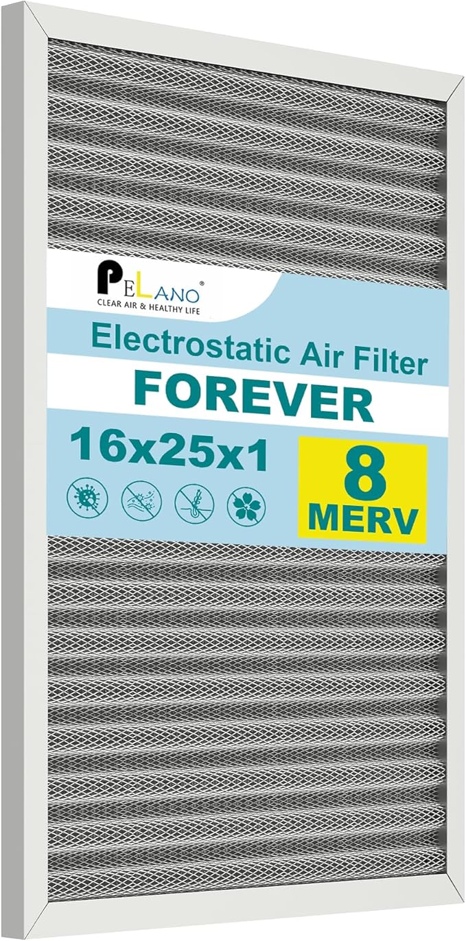 16x25x1 Reusable Air Filter, Electrostatic HVAC Air Filter, Lasts a Lifetime by Pelano