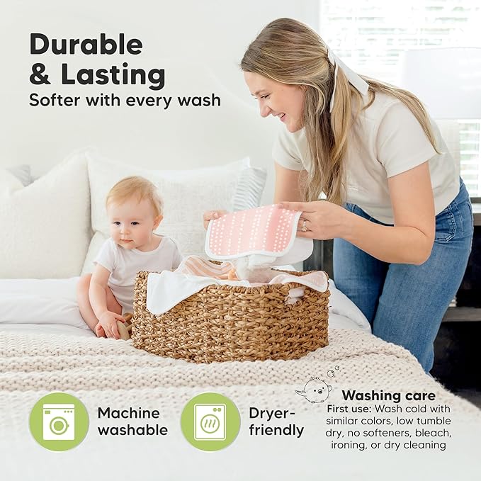 6-Pack Cotton Baby Washcloths for Newborn - Organic Cotton Muslin Soft Wash Cloths for Babies, Infant, Kids,Toddler Towels for Boy,Girl,Super Absorbent Face Cloths,Scratch-free Baby Rags (Sweet Charm)