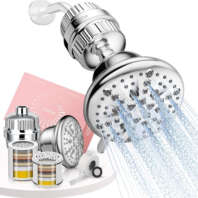Cobbe Luxury Double Filtered Shower Head, High Output 16+20 Stages – 99% by Cobbe