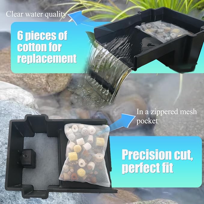 7PCS Pond Filter Media for Pond BOSS Waterfall Spillway, 6 Koi Pond Filter Pad - Image 3