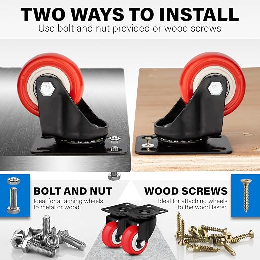 2 Inch Heavy Duty Casters Set of 4, Scratch Resistant & 360 Degree Rotatable - Image 7