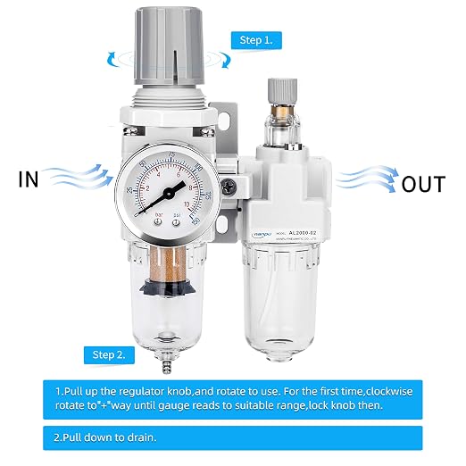 NANPU 1/4" NPT Compressed Air Filter Regulator Lubricator Combo Water/Oil Trap - Image 5