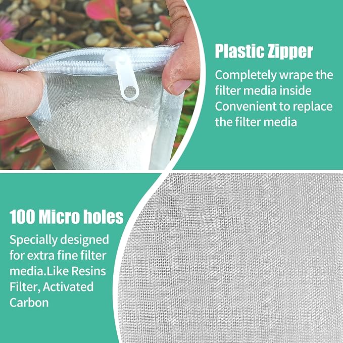 AQUANEAT Aquarium Filter Media Bags 15pcs Fish Tank Extra Fine 100 Micron Mesh - Image 4