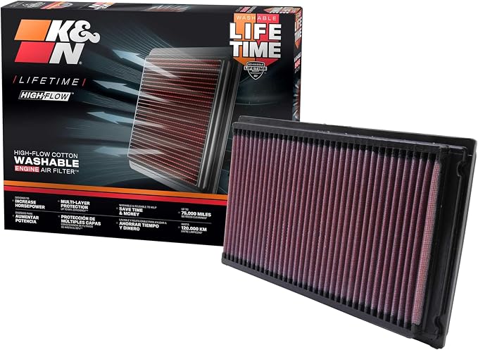 K&N High-Flow Original Lifetime Engine Air Filter: Increase Power: Premium by KNEngineeringInc