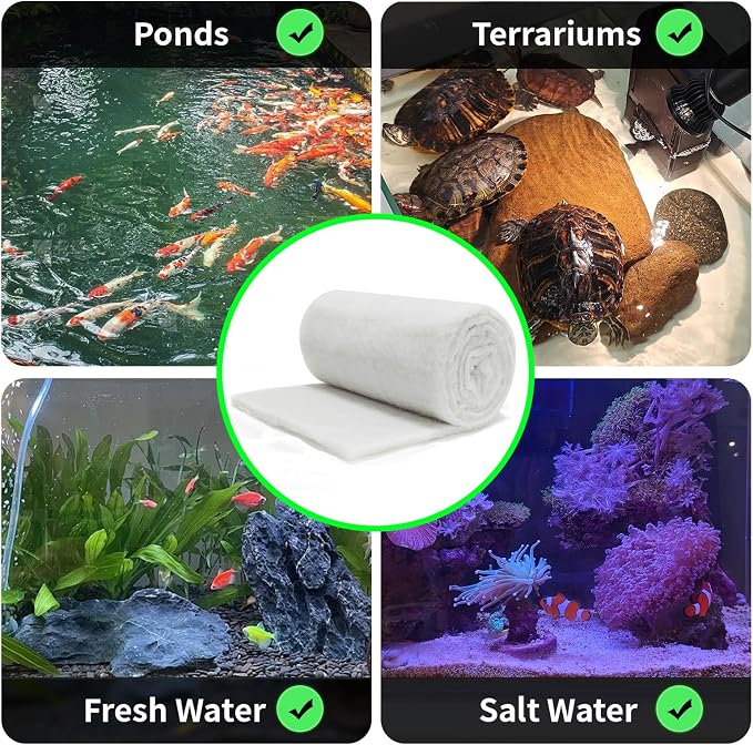 hygger 3/4'' Thick Aquarium Filter Floss 12"x 86" Poly Fiber Fish Tank Filter - Image 5
