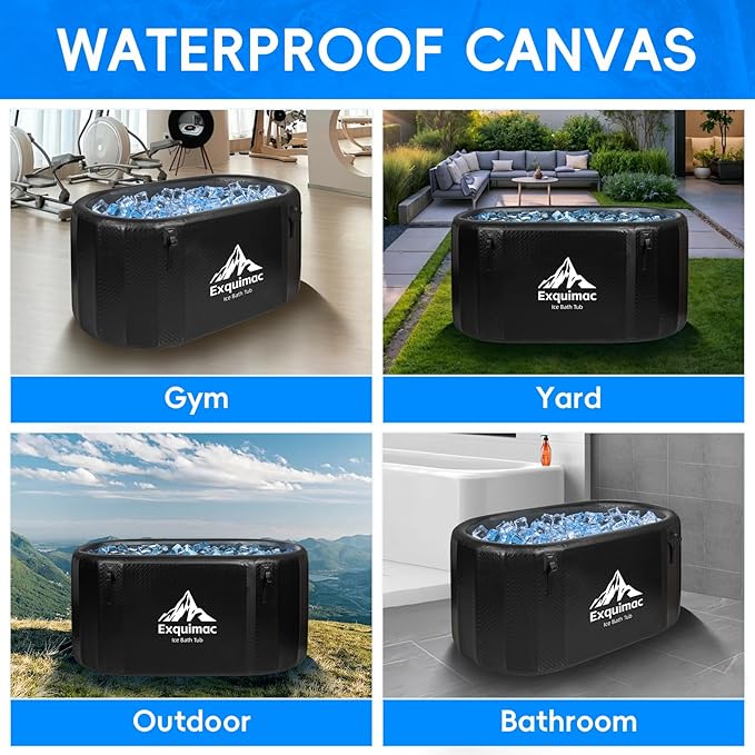Ice Bath Tub with 1HP Water Chiller, 216 Gallon Inflatable Cold Plunge Tub with Thermometer and Water-Absorbent Mat, Portable Bath Tub for Outdoor & Indoor Recovery, 59"x32"x29"