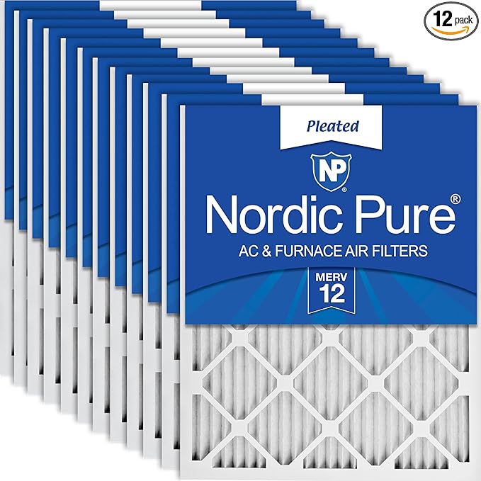 Nordic Pure 20x24x1 Pleated MERV 12 Air Filters 12 Pack by NordicPure