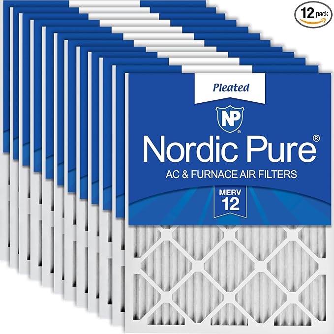 Nordic Pure 20x25x1 Pleated MERV 12 Air Filters 12 Pack by NordicPure