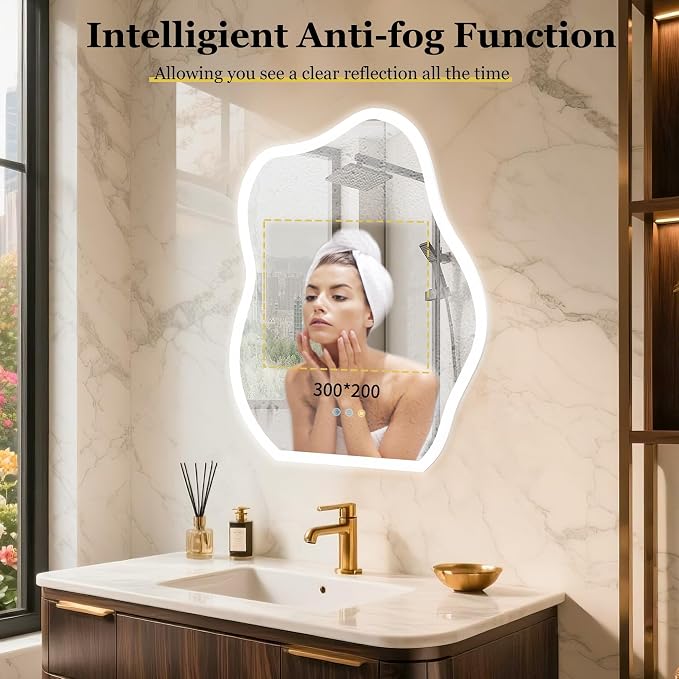 LUVODI Lighted LED Bathroom Mirror: 31.5”x24” Cloud Shape Wall Mounted Vanity - Image 4