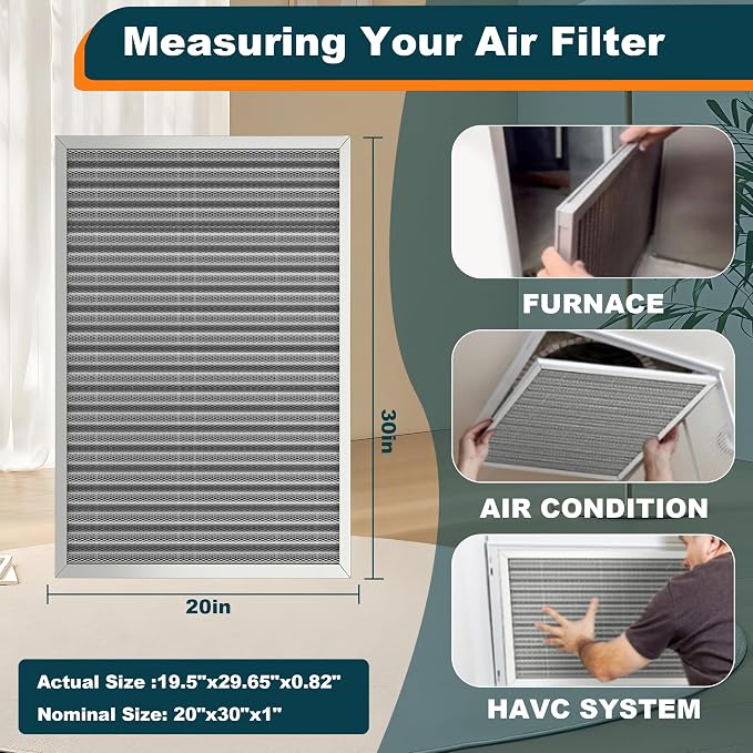 20x30x1 Reusable Air Filter, MERV 8, Permanent Electrostatic Air Filter - Image 3