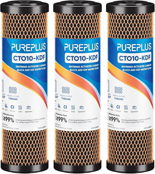 1 Micron 2.5" x 10" Whole House CTO Carbon Water Filter Cartridge Replacement by PUREPLUS