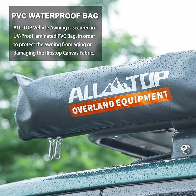 ALL-TOP Vehicle Awning 6.6'x10' Roof Rack Pull-Out Sun Shade UV50+, Weatherproof 4x4 Side Awning for Camping & Overland (Hardware Included)
