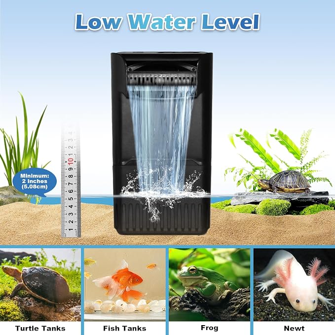 222GPH 10W Turtle Tank Filter Aquarium Filter Power Adjustable 10-40 Gal. Small - Image 5