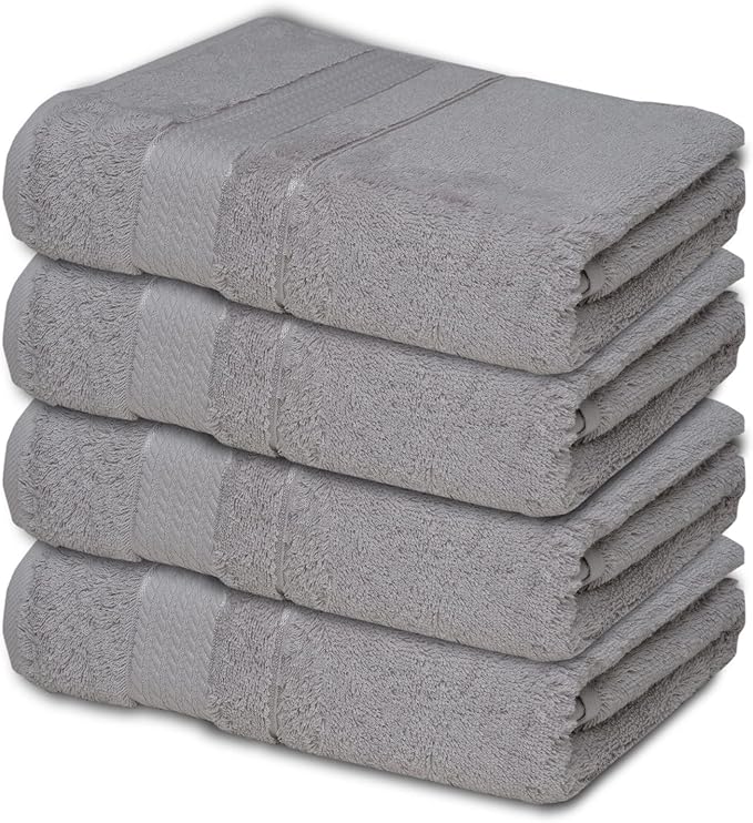 Melissa Linen, 4 Piece Washcloth Set, 100% Turkish Cotton Towels for Body and Face, 12 in x 12 in, Absorbent, Quick Dry, Durable and Soft, Baby Washcloths, Wash Rags for Kitchen, Steel Grey