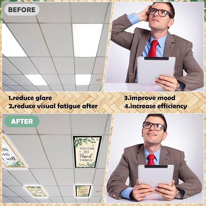 6Pcs Classroom Light Covers for Fluorescent Lights, 2x4 FT Yellow Wood Grain - Image 5