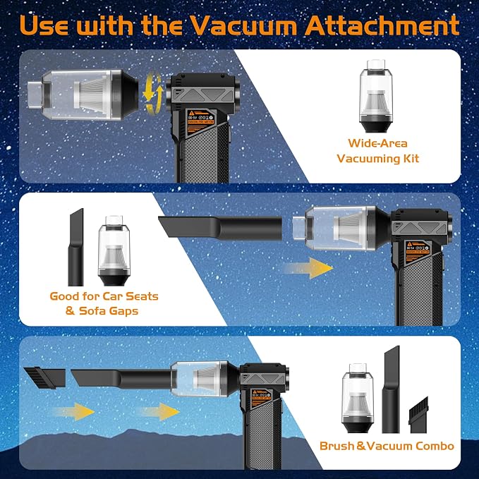 Compressed Air Duster, 2-in-1 Cordless Electric Air Duster & Mini Vacuum - Image 5