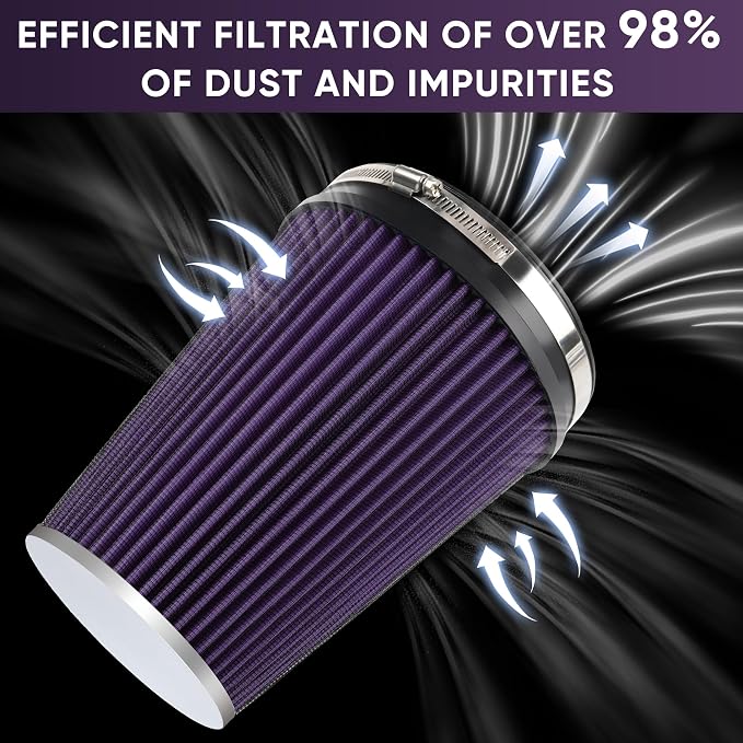 6" 152mm Cold Air Intake Filter Clamp-On Replacement High Flow Inlet Air Filter - Image 3