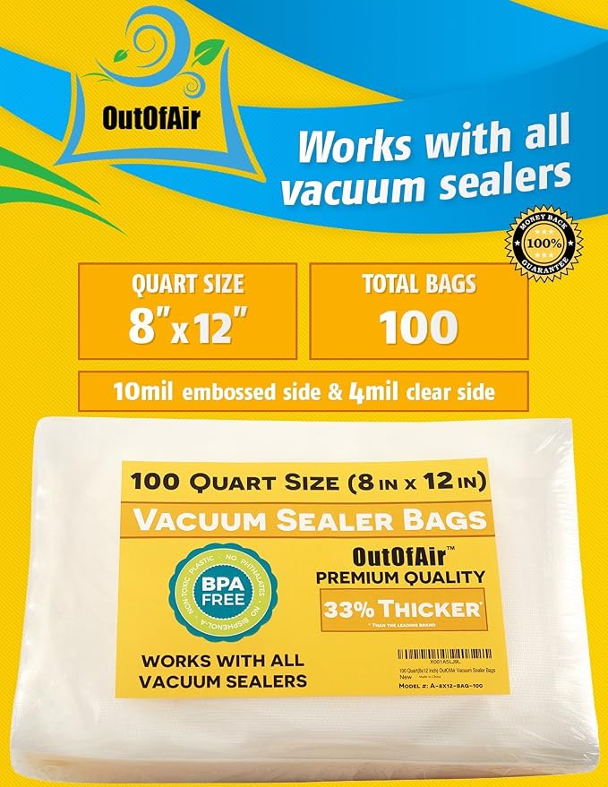 100 Vacuum Sealer Bags: Quart Size by OutOfAir Works - Image 2