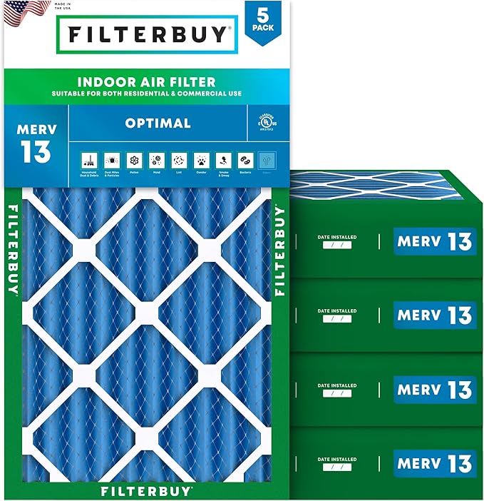 Filterbuy 16x24x4 Air Filter MERV 13 Optimal Smoke & Allergy Defense, by Filterbuy