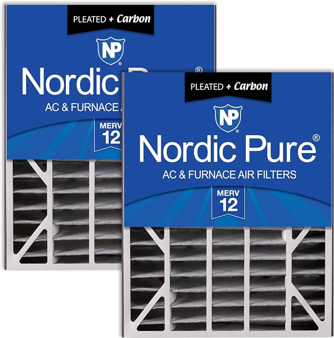 Nordic Pure 20x25x5 Air Bear Air Filter Replacement MERV 12 Pleated + Carbon 2 by NordicPure