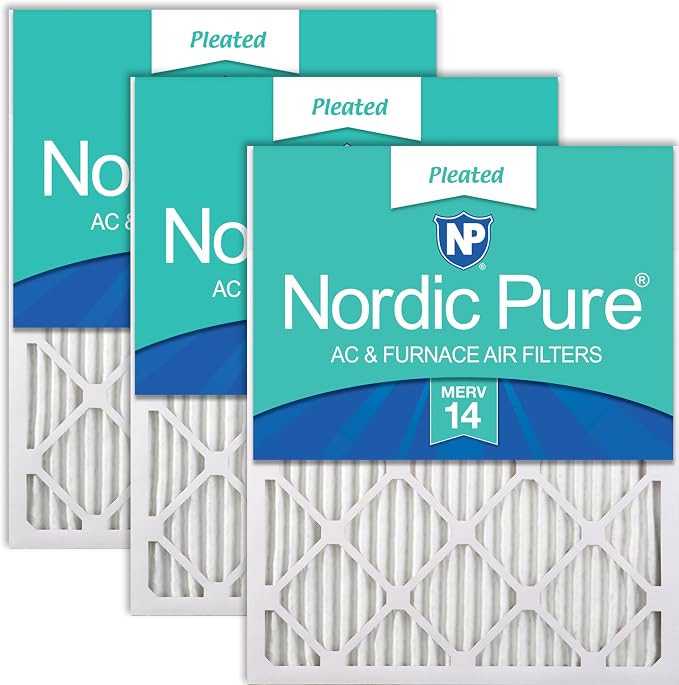 Nordic Pure 14x25x1 Pleated MERV 14 Air Filters 3 Pack by NordicPure