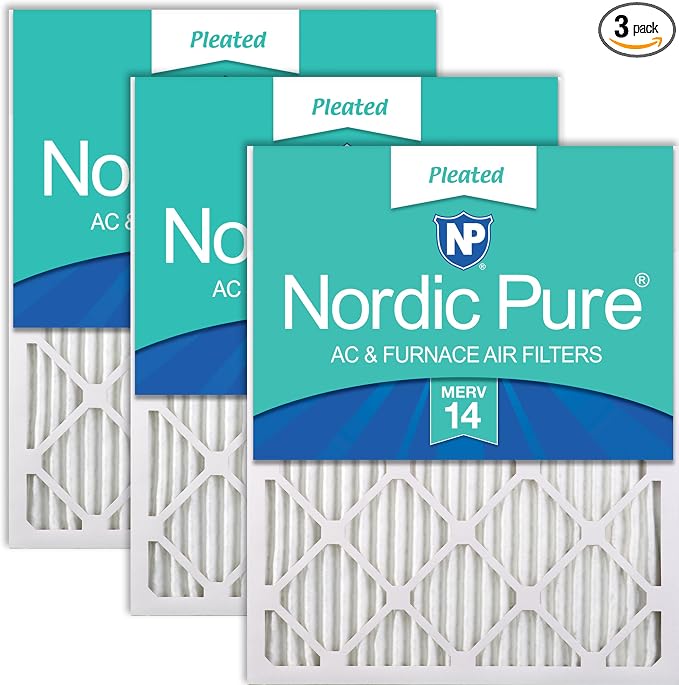 Nordic Pure 24x24x1 Pleated MERV 14 Air Filters 3 Pack by NordicPure