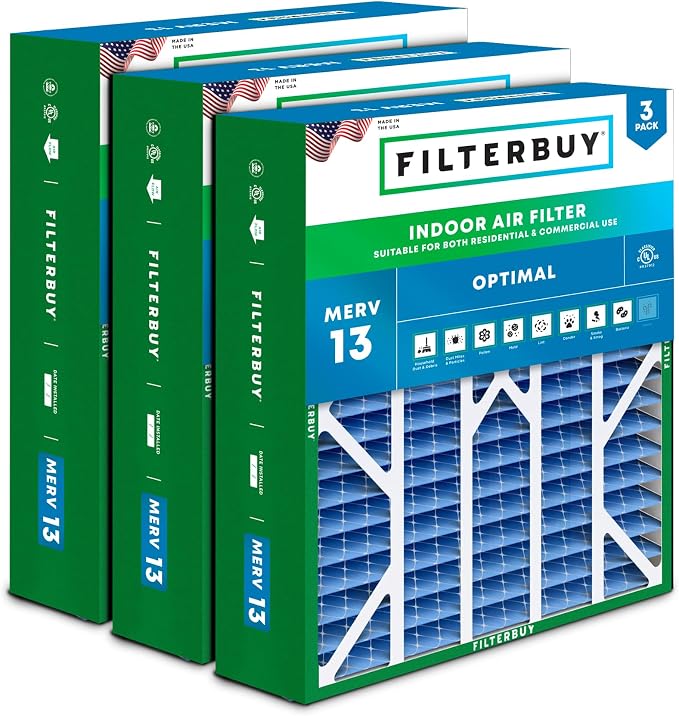 Filterbuy 20x25x6 Air Filter MERV 13 Optimal Smoke & Allergy Defense, Pleated by Filterbuy