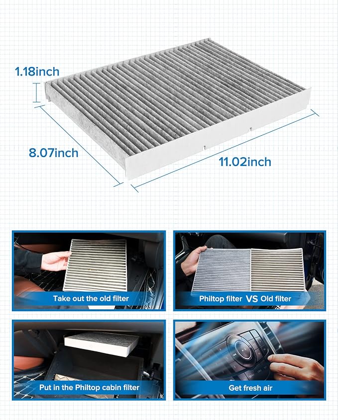 PHILTOP HEPA Cabin Air Filter w/Activated Carbon, Compatible - Image 7