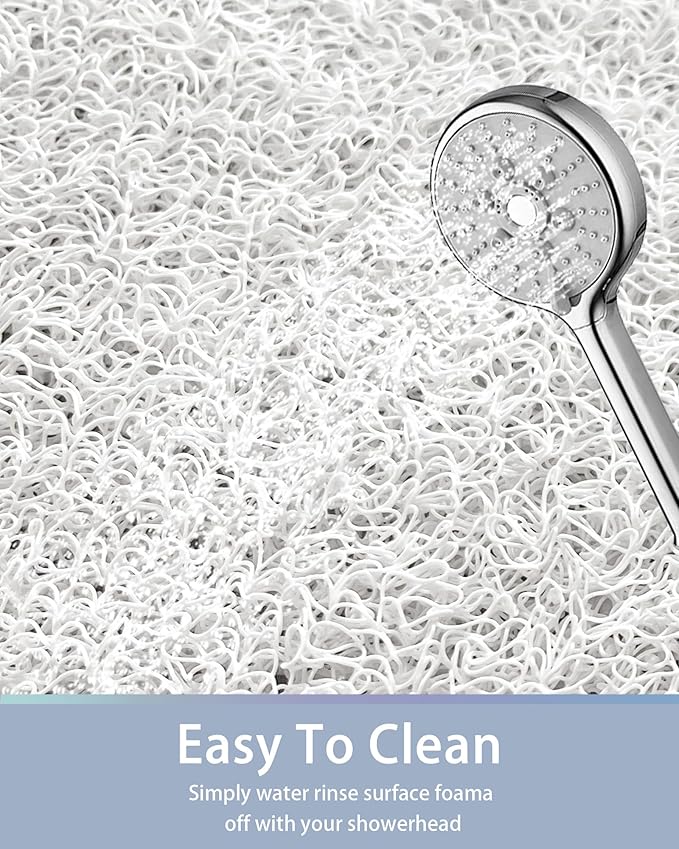 Mecko Non Slip Shower Mats,17x30 Inch,Anti-Slip Bathtub Mats with Suction Cups for Bathroom, Foot Scrubber Loofah Bath Mats for Shower, Quick Drying Shower Stall Mats for Wet Areas (White)