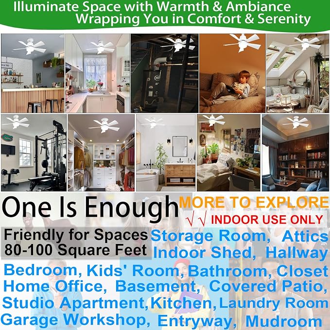 Socket Fan Light with Remote, E26 Screw in Ceiling Fan w/Spare Light 1200 - Image 3