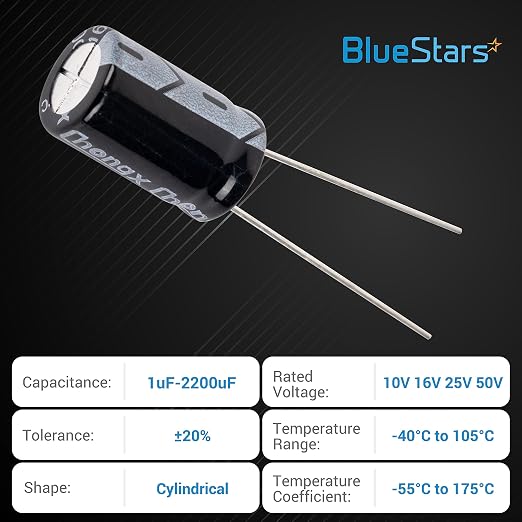 BlueStars 20-Value 320pcs Aluminum Electrolytic Capacitor Assortment Box Kit - Image 3