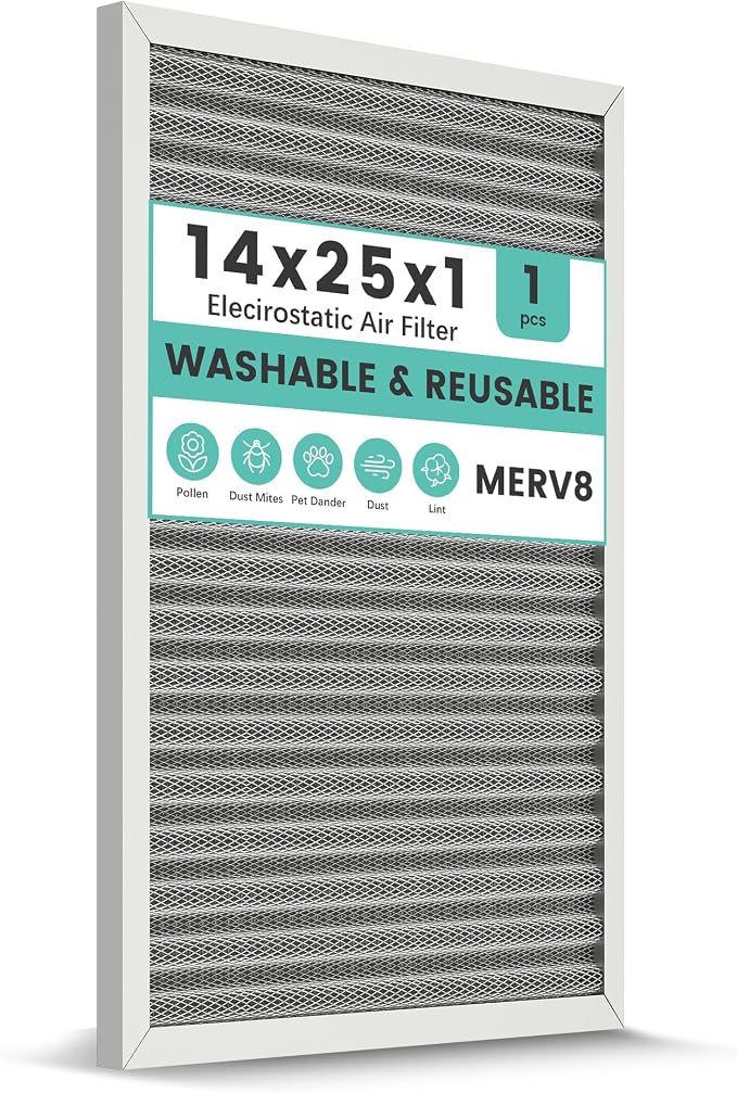 14x25x1 HVAC Furnace Air Filter, Lasts a Lifetime, Washable Reusable, by KEYINGXUAN