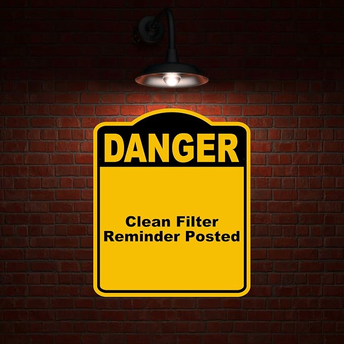 Clean Filter Reminder Posted Danger Yellow Black Aluminum Composite Sign 8.5 x - Image 2