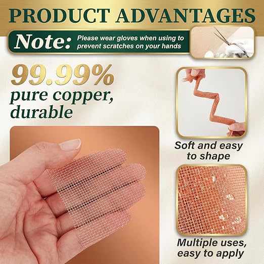 Therwen 36 Inch x 35 ft Copper Mesh Screen 99.9% Pure Copper 40 Mesh Roll Wire - Image 3