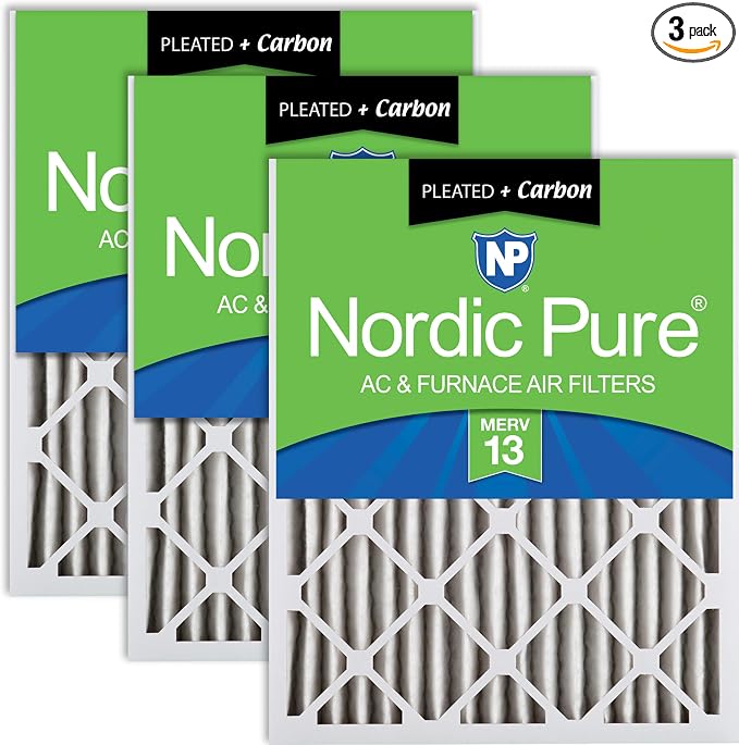 Nordic Pure 14x20x2 Pleated Air Filters MERV 13 Plus Carbon 3 Pack by NordicPure