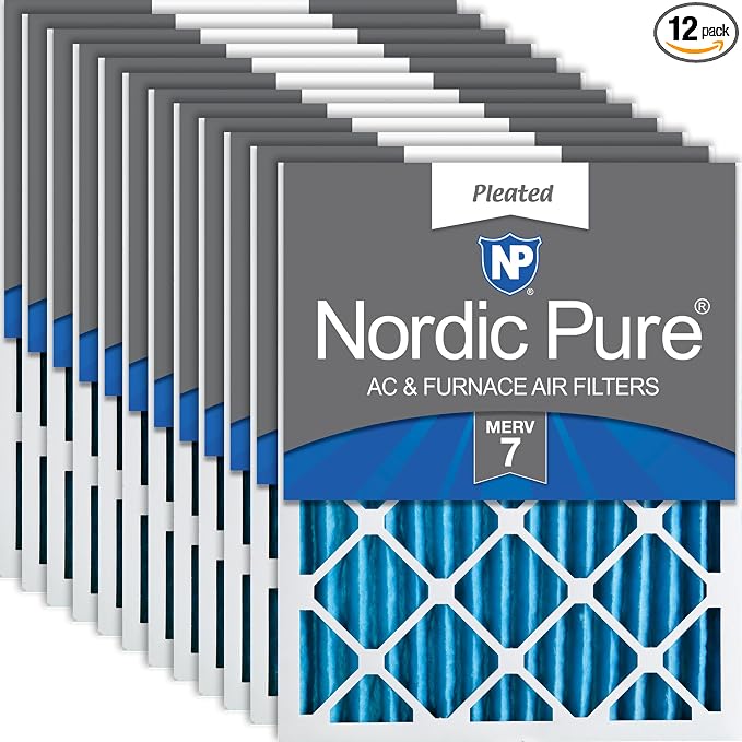 Nordic Pure 20x20x2 Pleated MERV 7 Air Filters 12 Pack by NordicPure